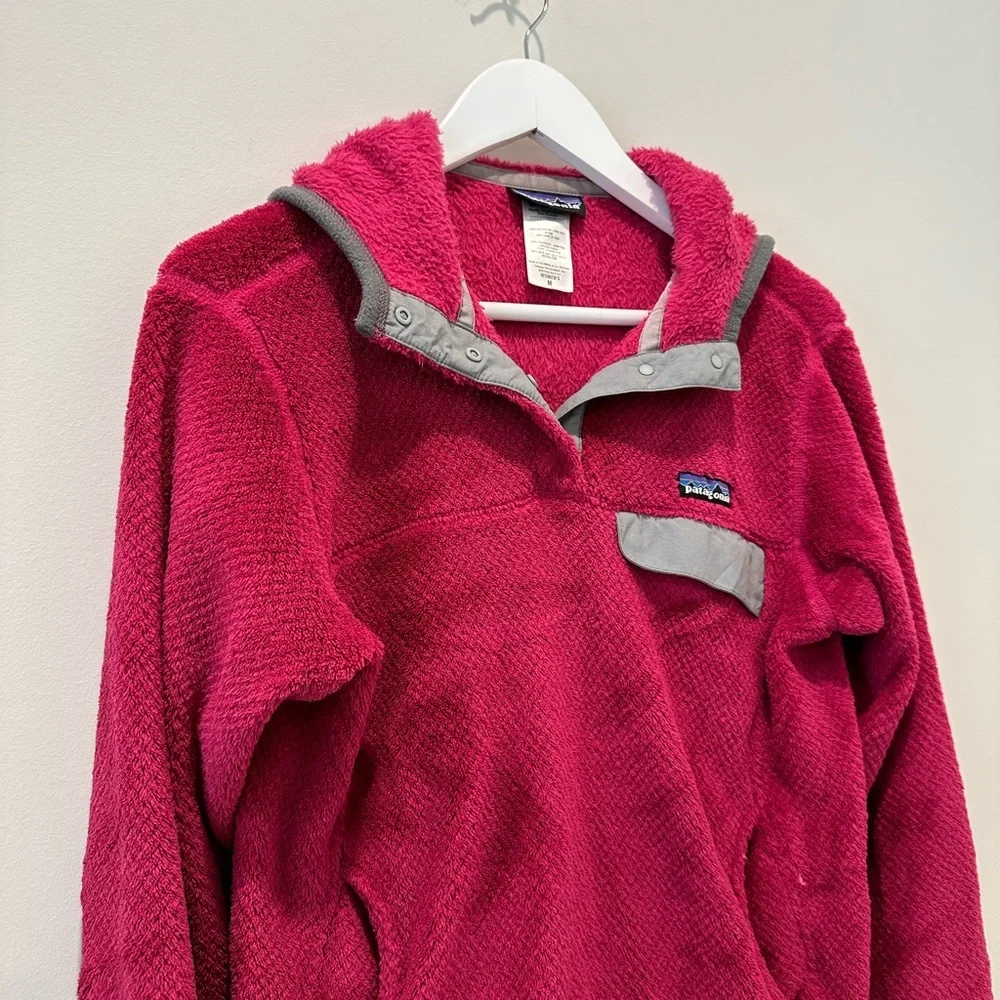 Patagonia Jacket ReTool Snap T Fleece Hoodie Sweatshirt Pink Gray Medium Soft - Picture 4 of 10